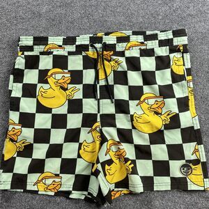 Neff Duck Check Swim Shorts Trunks Mens Green Black Checkered XL 40" Waist